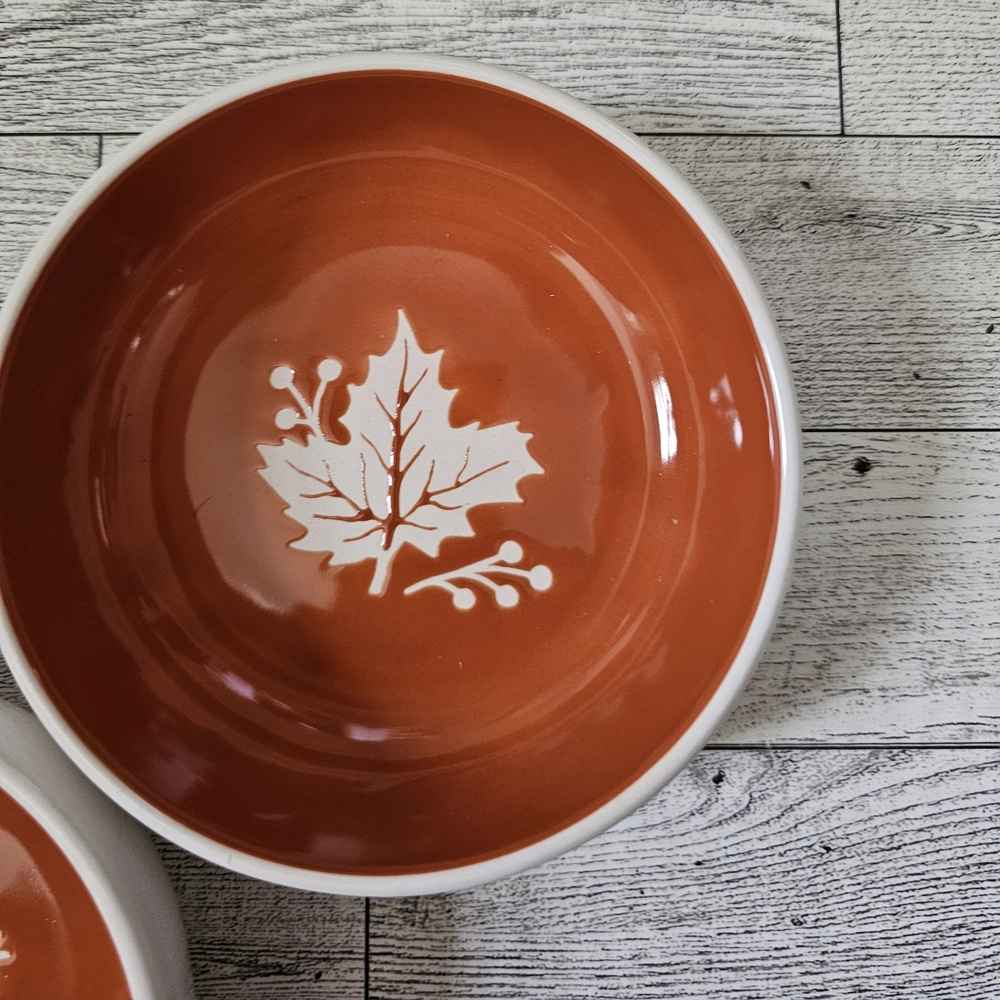 Rae Dunn Autumn Leaf Bowls - Orange and White 3 Piece Set-New! - Picture 4 of 6
